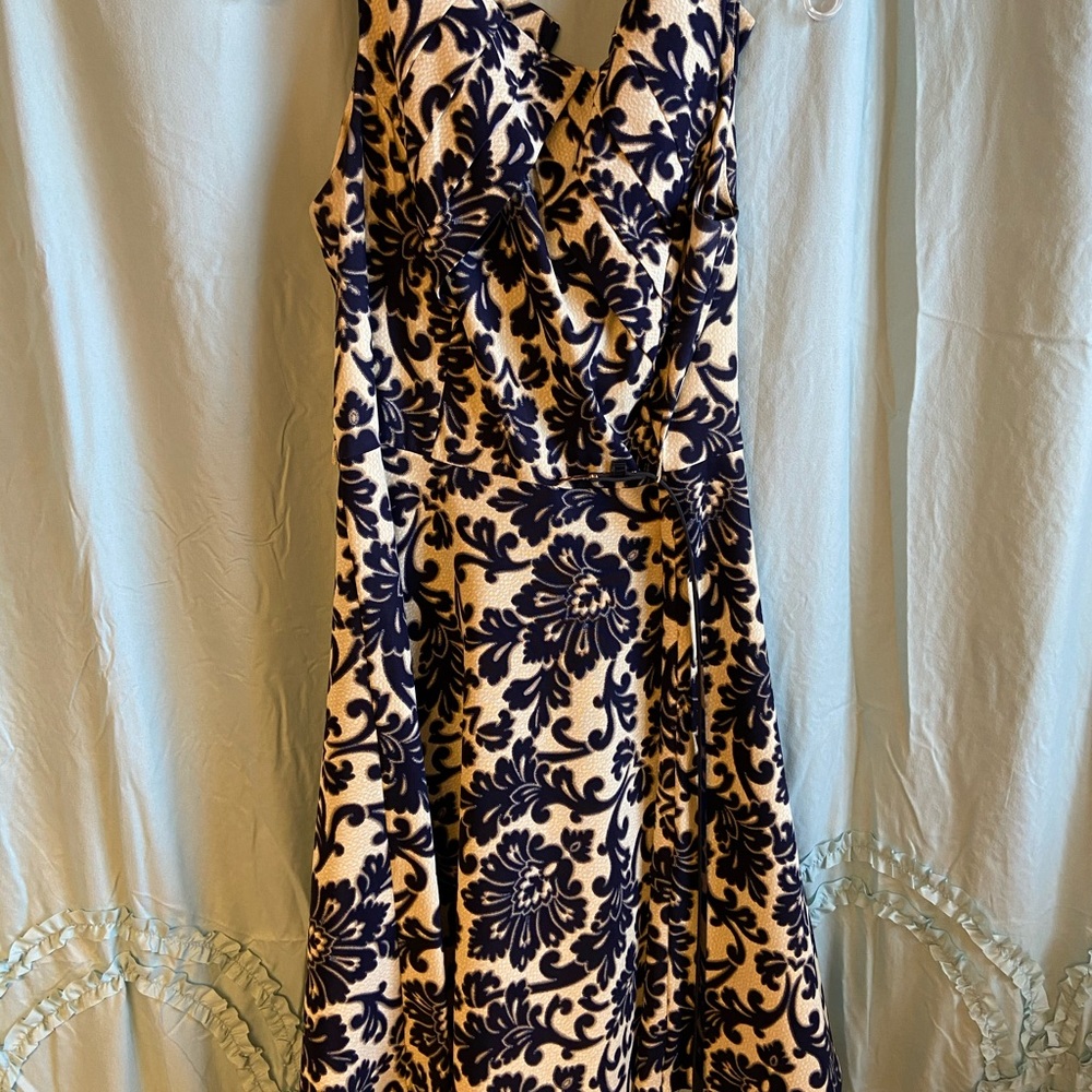 Navy blue and cream dress